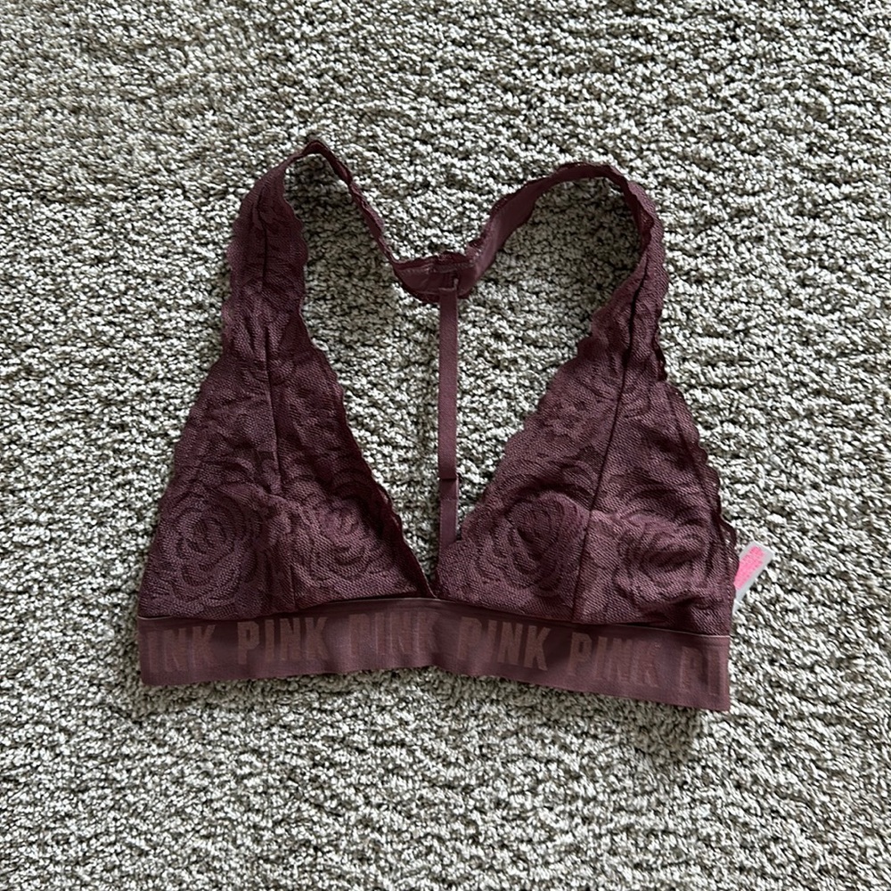 VS PINK Dark Pink Lace Bralette